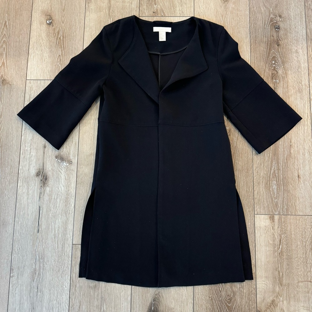 H&M Black 3/4 Sleeve Long Over Coat Blazer Jacket Size 2 or Fits Like XS